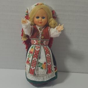 Handmade Norwegian Folk Doll with Embroidered Dress